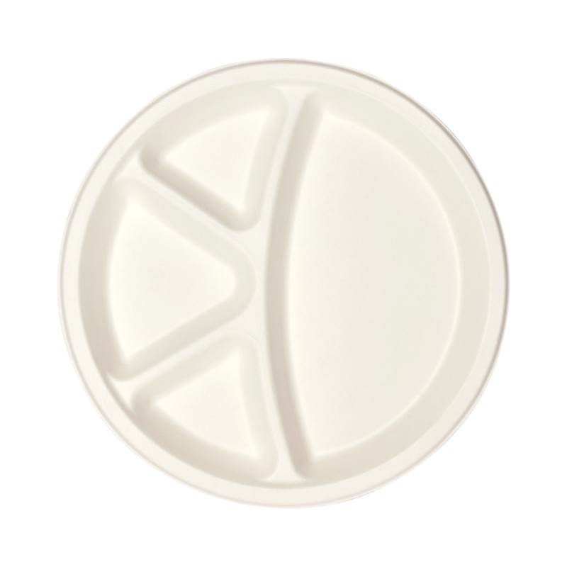 MARK Biodegrdable 4 Compartment 12" Round Plate 500/Cs