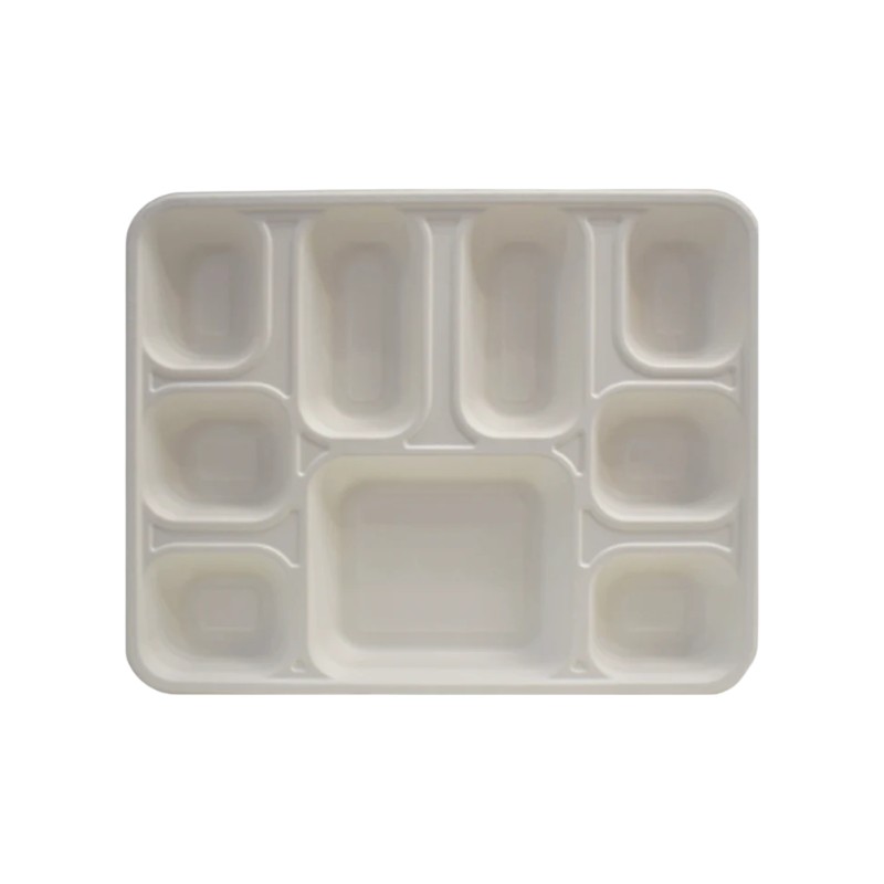 MARK Biodegradable 9 Compartment Rectangle Plates 200/Cs