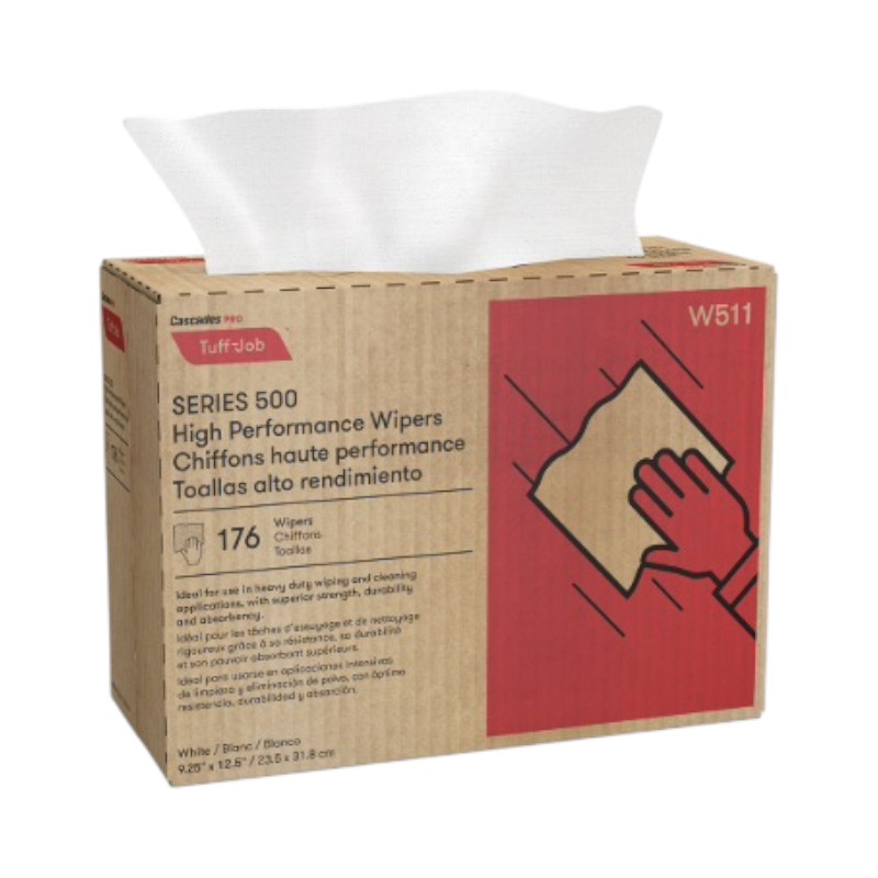 Cascades PRO Tuff-Job Multifold Wipers, 1-Ply, White, 176 sheets, 10 boxes/pack