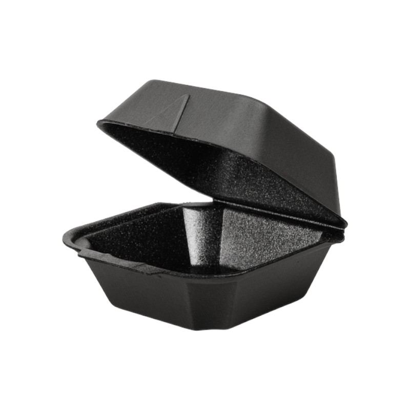 ECOPAX - 6 X 6 X 3 FOAM CONTAINER BLACK 500/CS