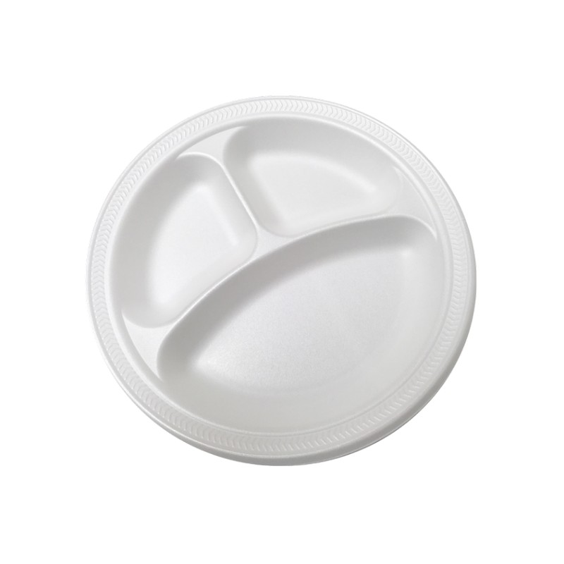 ECOPAX - PLATES 10.25" 3 COMP WHITE FOAM 500/CS