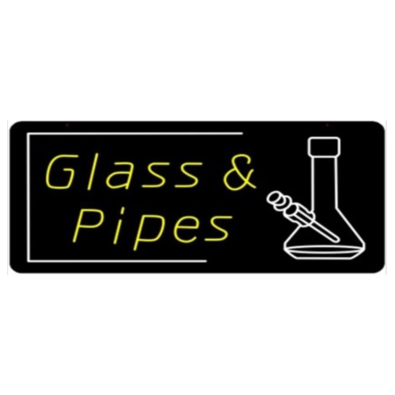 Glass & Pipes - LED Sign - 1CT - 35×17.5 inch