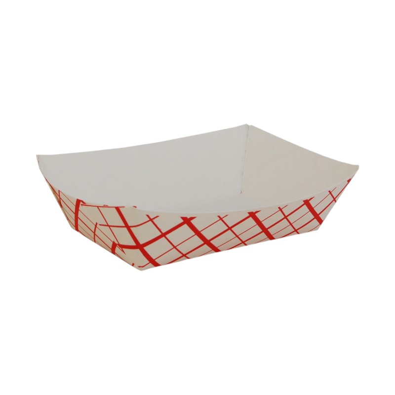HQ - RED PLAID 3LB FOOD TRAY (500CT)