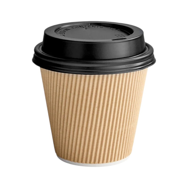HOTPACK Paper Hot cup 8oz Ripple Kraft 500/Cs