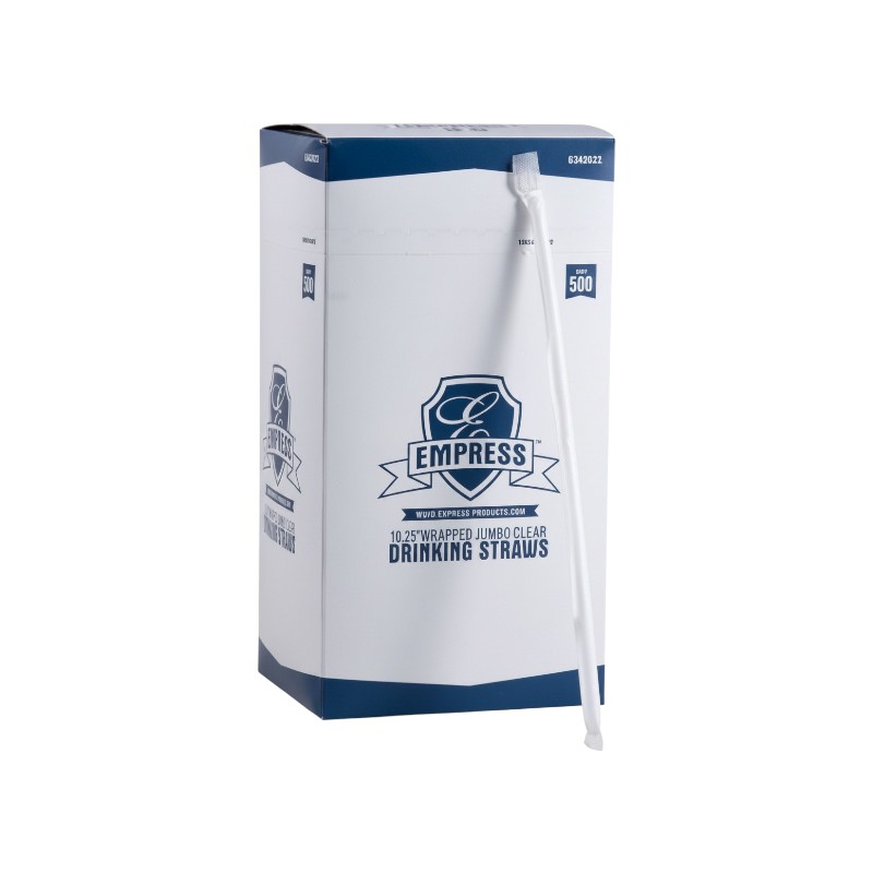 EMPRESS - JUMBO STRAW 10.25" CLEAR WRAPPED 2000 / CASE