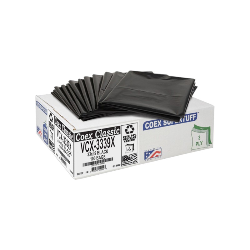 TRASH BAG / CAN LINER BLACK 33 X 39 33 GALLONS 100/CS