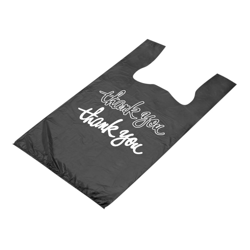 DAP 1/6 THANK YOU PRINTED T-SHIRT BAG (12M) BLACK COLOR - 1000/CS