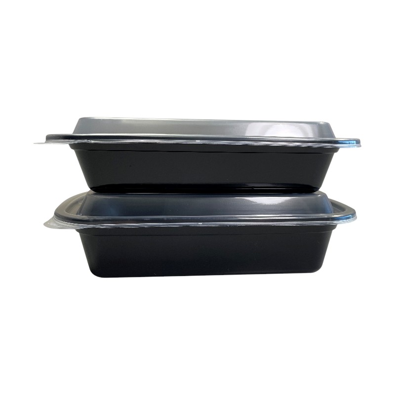 EMPRESS 28oz 6x8x1.5 Rectangle Container Black Base w/ Clear Lid 150/Cs