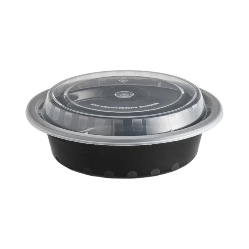BIOCEAN Round Black Bottom Clear Top 16OZ Microwavable Container 150/Cs