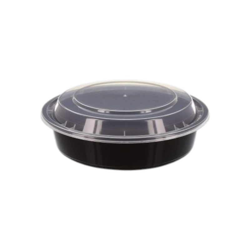 BIOCEAN Round Black Bottom Clear Top 24OZ Microwavable Container 150/Cs