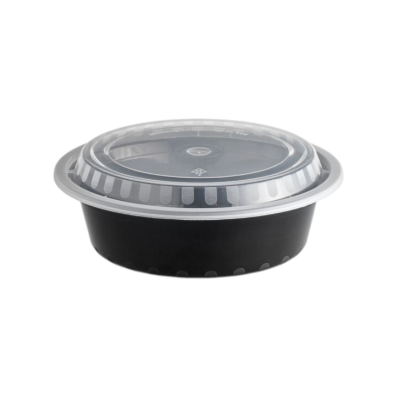 BIOCEAN Round Black Bottom Clear Top 32OZ Microwavable Container 150/Cs
