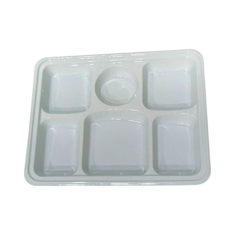 Mark Plastic White Plates 6 Compartments 6CP - 300/Cs