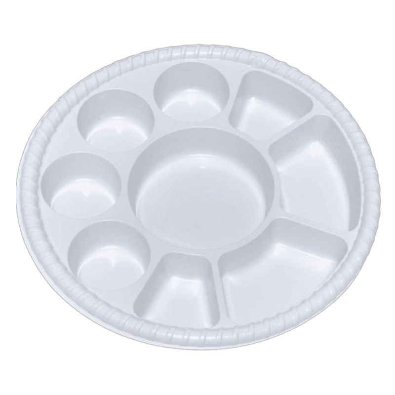 Mark Plastic White Plates 9 Compartments 9CP - 250/Cs