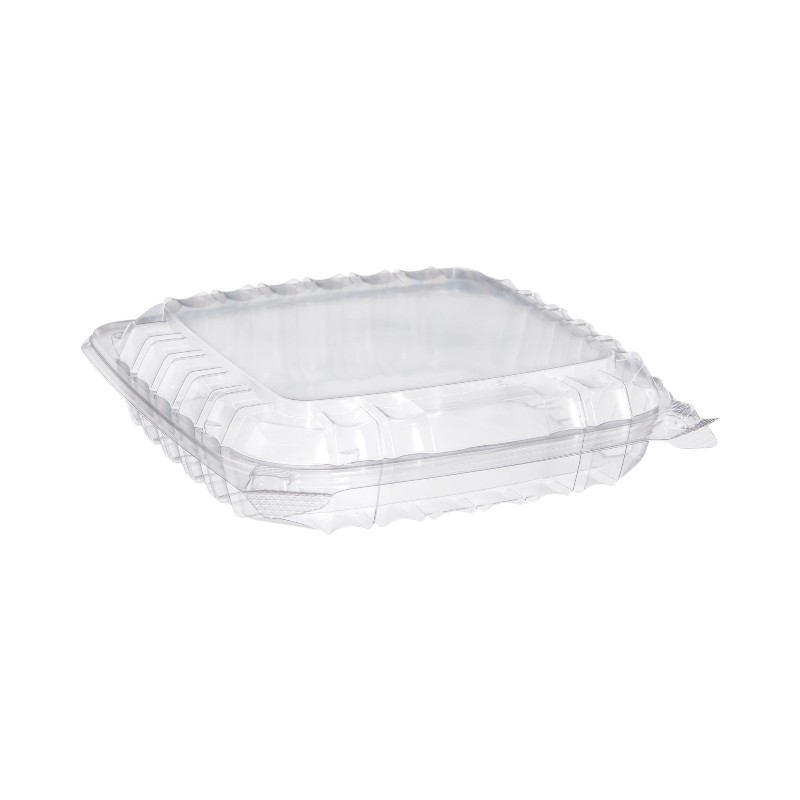Dart C89PST1 ClearSeal Shallow Clear Plastic Container With Hinged Lid - 250/Case