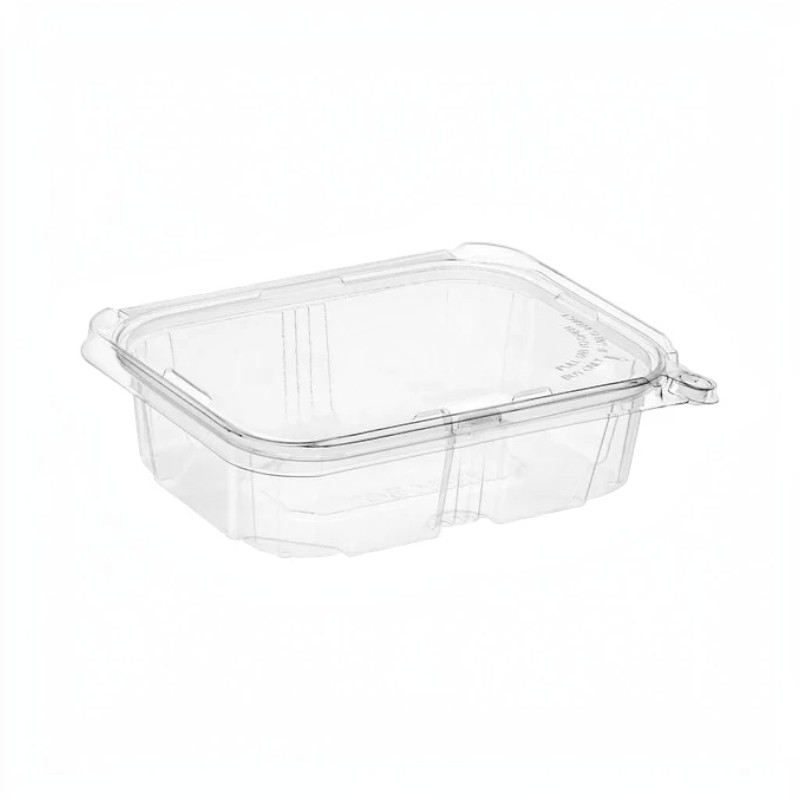 PET Tear Off TOSQ424 24OZ Hinged Lid Tamper Evident Sqaure Deli Container - 330/Case