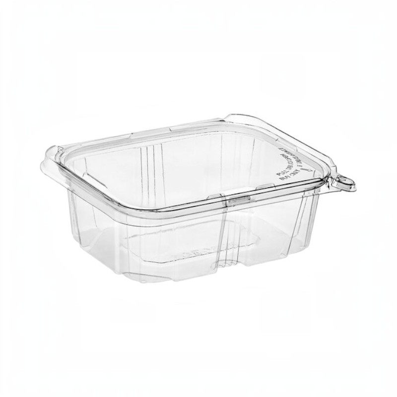 PET Tear Off TOSQ432 32OZ Hinged Lid Tamper Evident Sqaure Deli Container - 300/Case