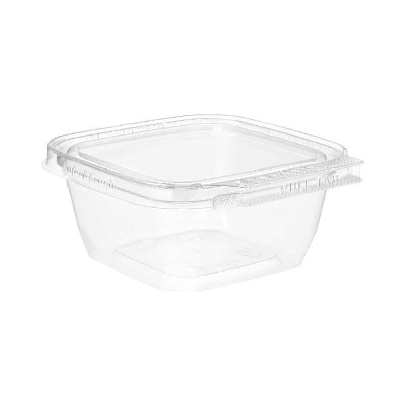Inline Plastics TS-4012 Safe-T-Fresh 12oz Tamper-Resistant / Evident Square Hinged Container with Flat Lid - 288/Case