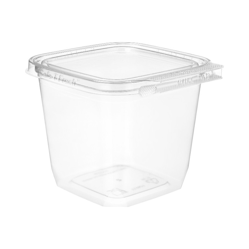 Inline Plastics TS-4024 Safe-T-Fresh 24oz Tamper-Resistant / Evident Square Hinged Container with Flat Lid - 264/Case