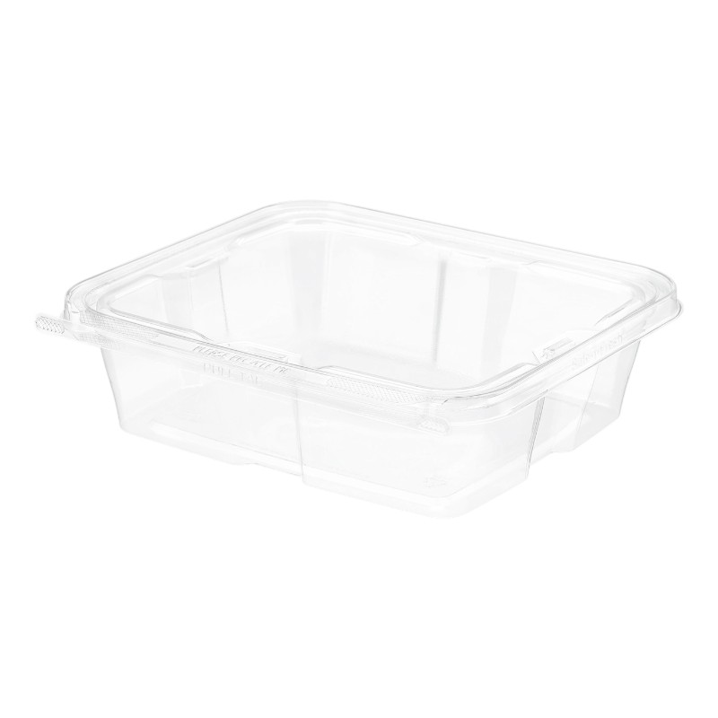 Inline Plastics TS-48 Safe-T-Fresh 48oz Tamper-Resistant / Evident Hinged Container with Flat Lid - 150/Case