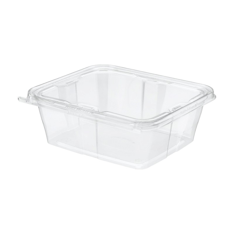 Inline Plastics TS-64 Safe-T-Fresh 64oz Tamper-Resistant / Evident Hinged Container with Flat Lid - 150/Case