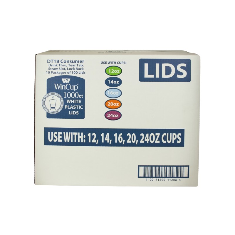 DL18 WIN CUP White Sipper Lid for 12oz-24oz 1000/CS